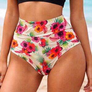 NEW Floral High-Waisted Bikini Bottoms